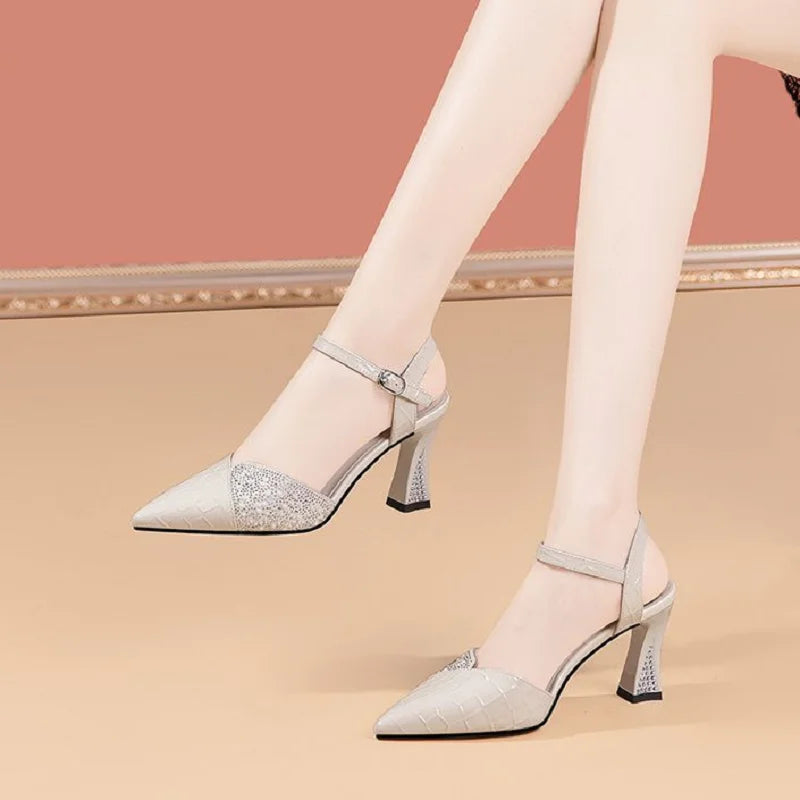 elegant fashion sweet white pu leather stiletto heel shoes for office career women casual street comfort spring summer pump ba38