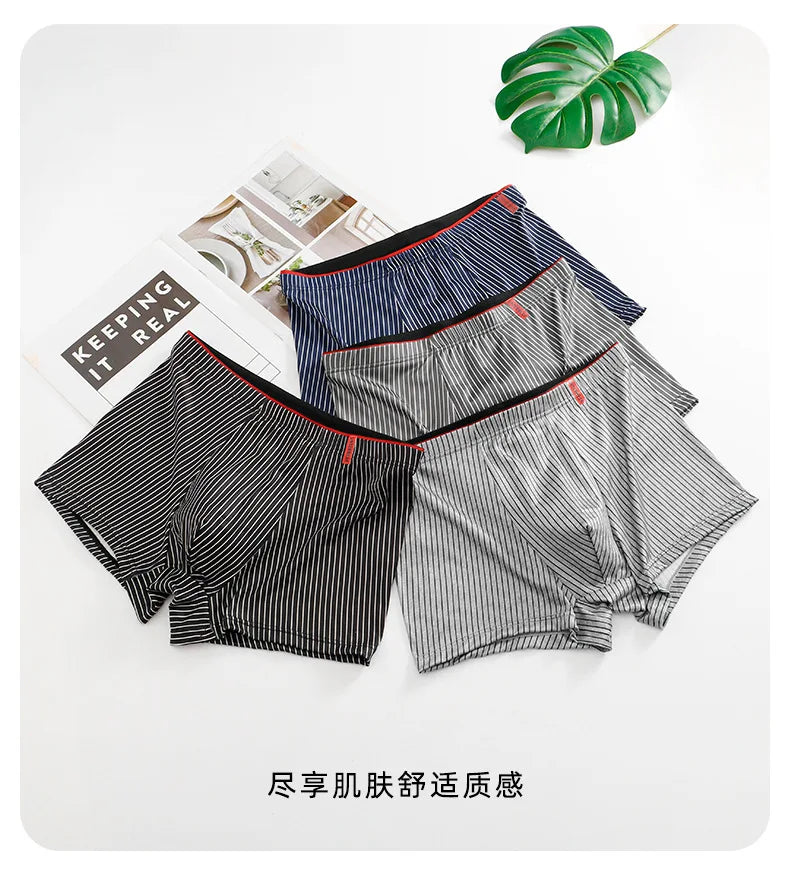 Men's Underwear Fashion Men Boxers Sexy Oft Breathable Underwear Male Comfort Panties L-4XL Underpants Striped Boys Underwear