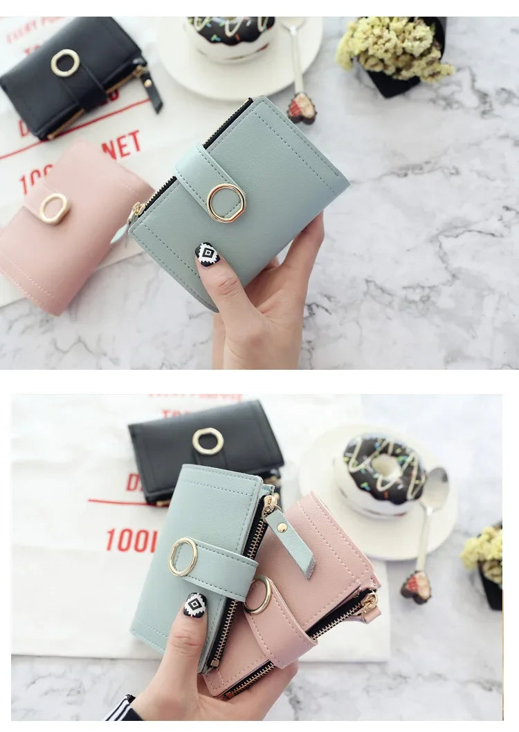 New Short Women Wallets Fashion Simple Cute Small Female Wallets PU Leather Card Holder Women's Purse