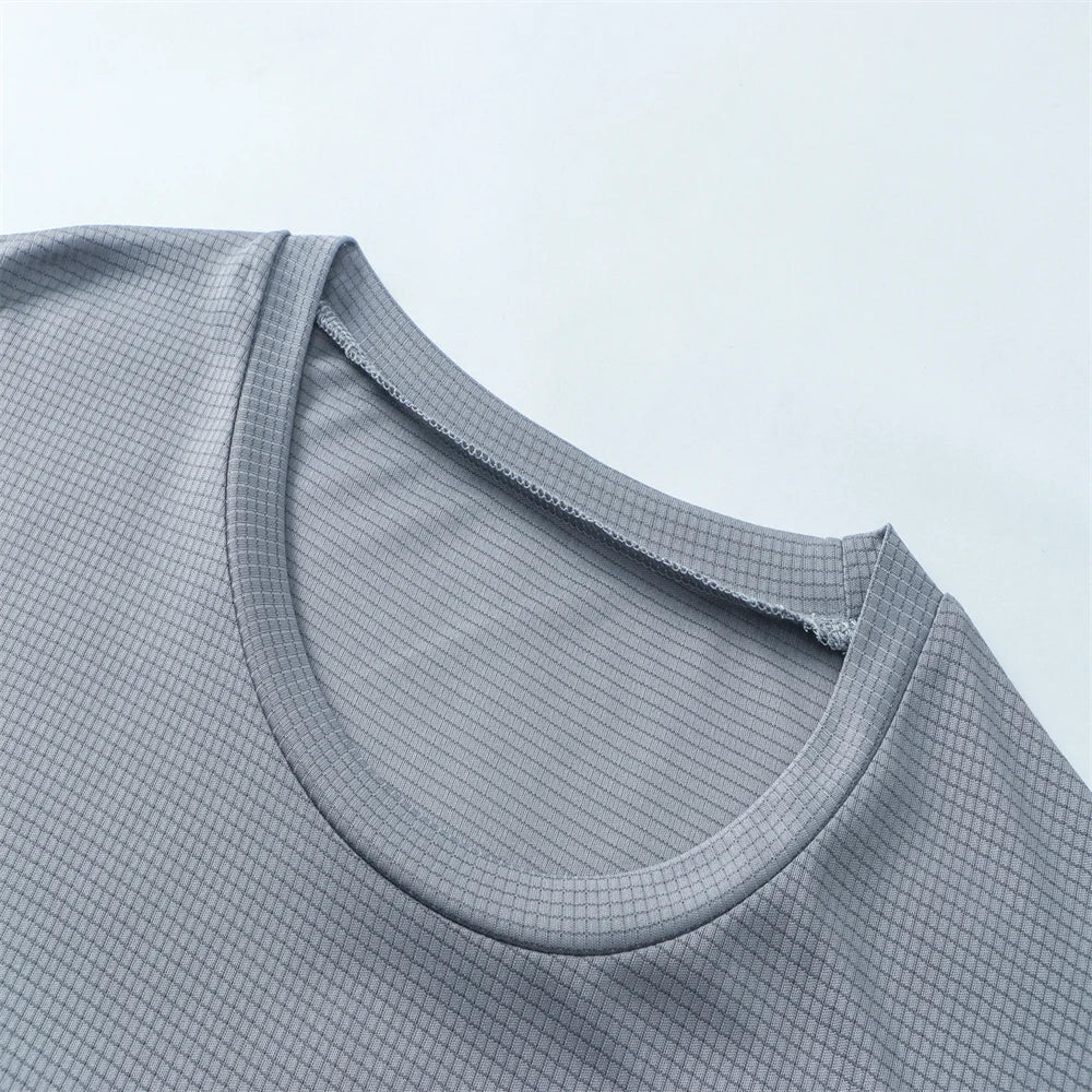 NO LOGO Men's Quick Dry Short Sleeve Gym Running Moisture Wicking Round Neck T-Shirt Training Exercise Gym Sport Shirt Tops