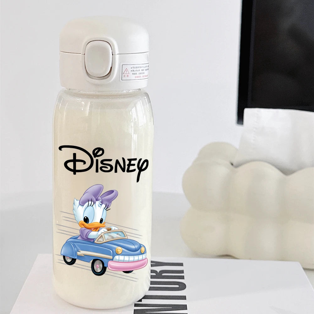Pooh Bear Mickey Mouse 600ml Cartoon Water Bottle Portable Cute Straw Cup Kids Leak-proof Drinking Jug Outdoor Camping Travel