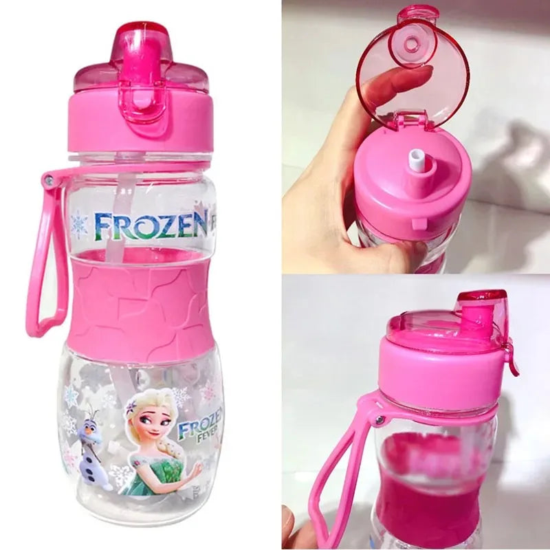 Disney Kids Water Sippy Cup Creative Cartoon Frozen Cars Marvel Spiderman Baby Feeding Cups with Straws Outdoor Portable Bottles