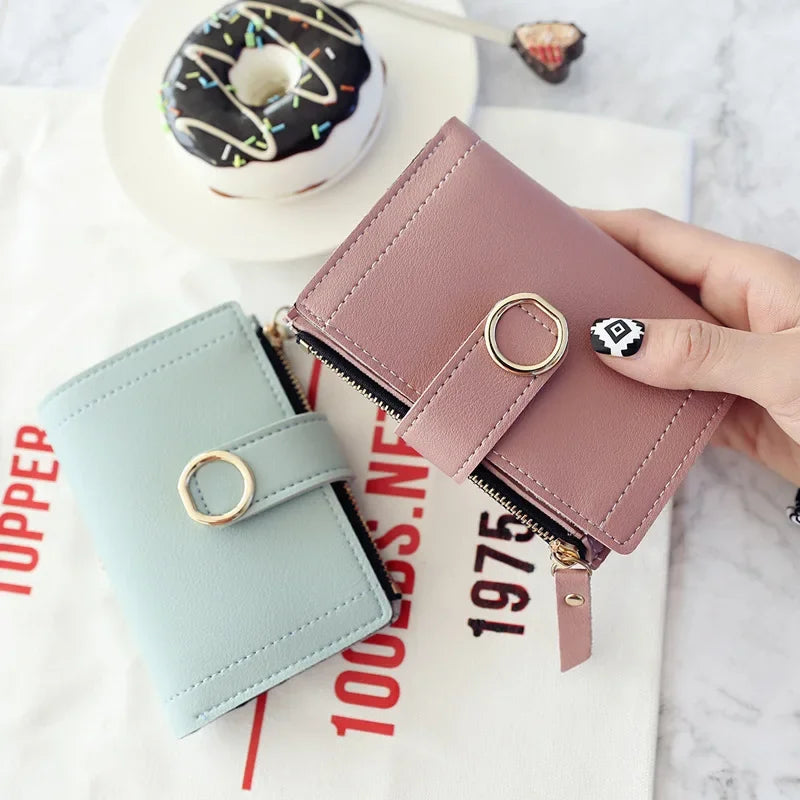 New Short Women Wallets Fashion Simple Cute Small Female Wallets PU Leather Card Holder Women's Purse
