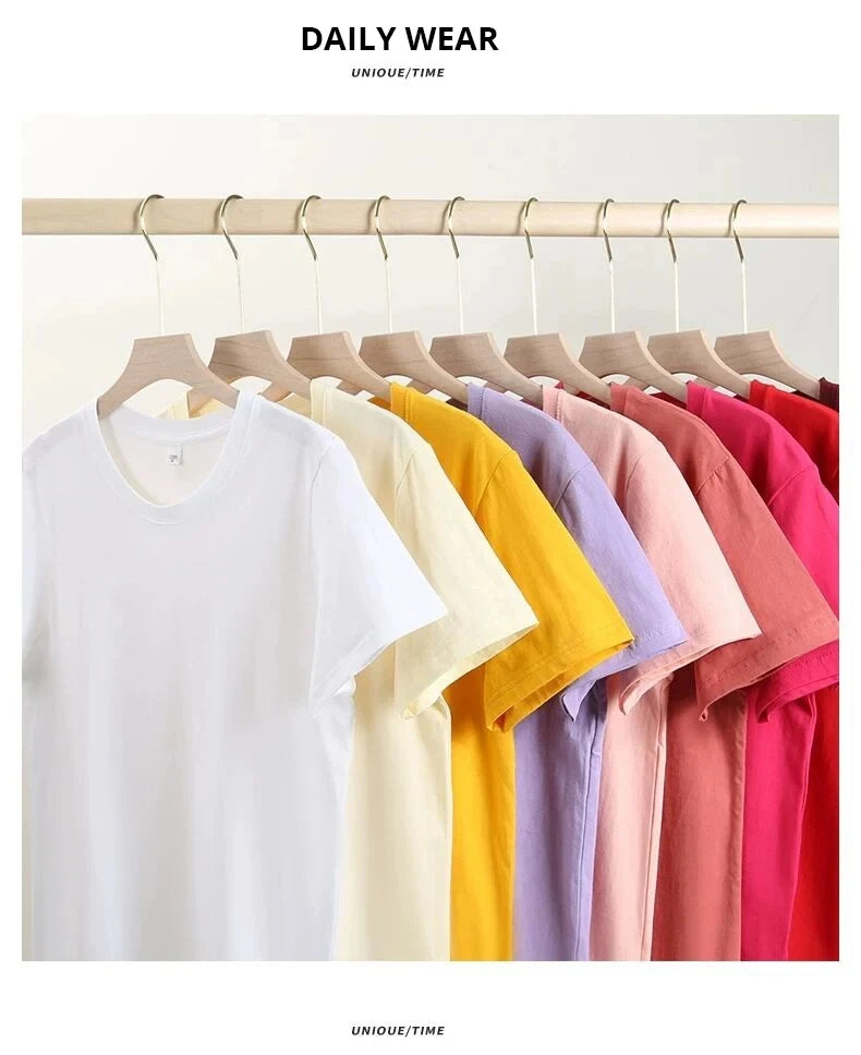 180gsm Cotton Solid Colors Blank T Shirts Mens Women Short Sleeve Daily Tees Casual Regular Fit Summer Basic O-neck Tops