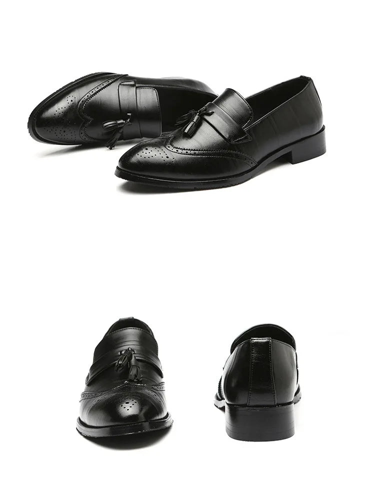 Luxury Men Leather Loafers designer Tassels Brogue Shoes Male Wedding Shoes Fashion High Quality Men Casual Shoes Big Size 37-48