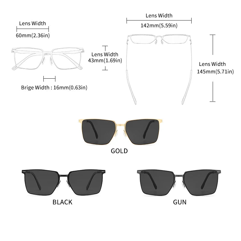 GCV Men Polarized Sunglasses Aluminum Magnesium Sun Glasses Driving Glasses Rectangle Shades For Men UV400