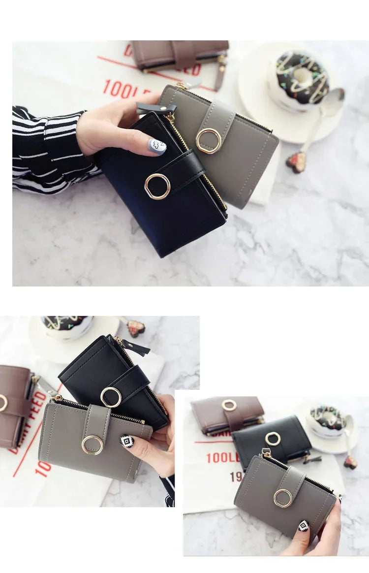 New Short Women Wallets Fashion Simple Cute Small Female Wallets PU Leather Card Holder Women's Purse