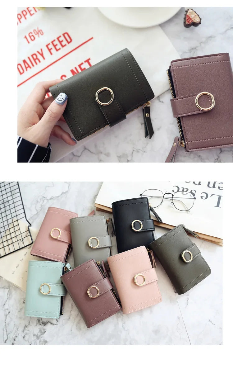 New Short Women Wallets Fashion Simple Cute Small Female Wallets PU Leather Card Holder Women's Purse