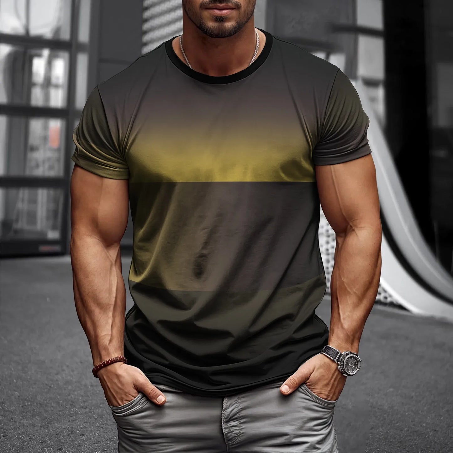 2025 New Arrival Mens T Shirt 3D Geometry Print Summer Streetwear Short Sleeve Tee Harajuku Style Casual Top Lightweight Fabric