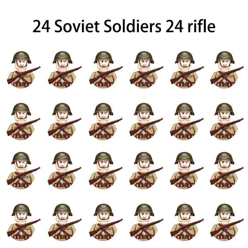 40pcs/batch WWII military characters WWII soldiers National army building blocks weapons Assembling bricks Children's toys