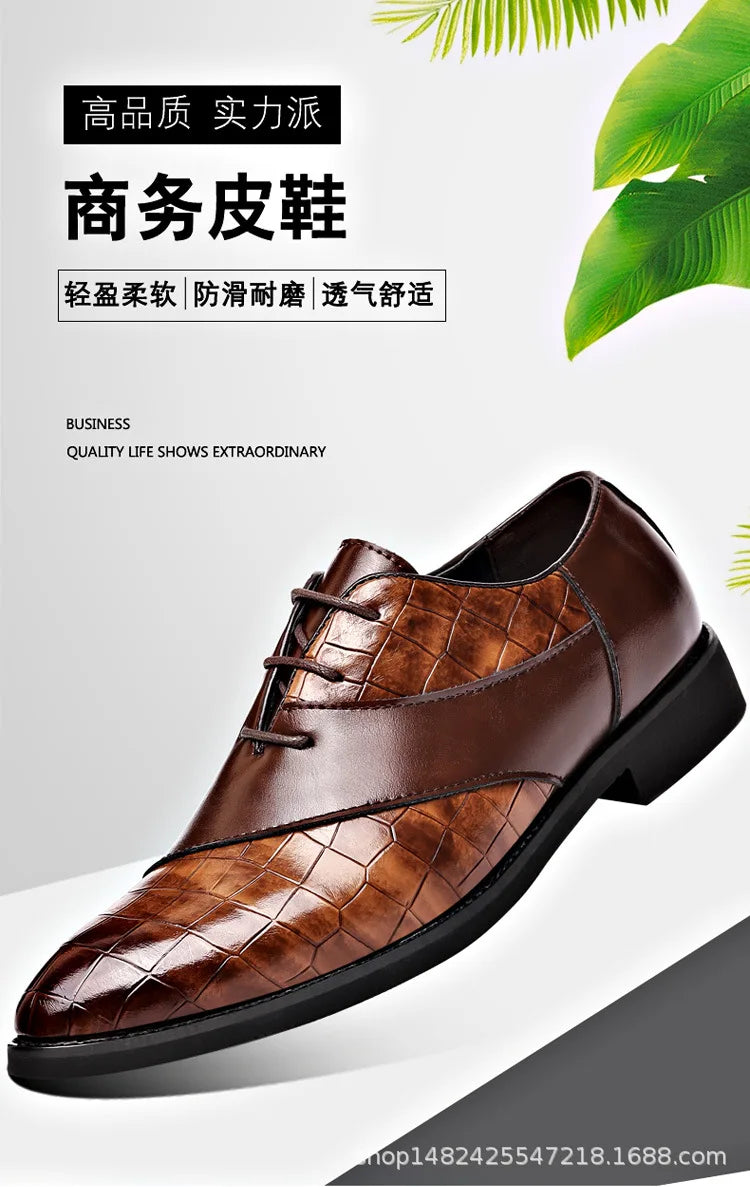 Luxury Leather Shoes for Men Brand Derby Shoes for Men Pointed Toe Lace-up Men's Formal Shoes Handmade Business Footwear 2024