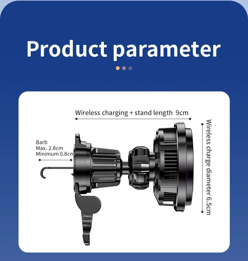 15W ice Cooling Magnetic Wireless Car Charger for iPhone 16 15 14 13 12 Pro Max MacSafe Car Phone Holder Fast Charging Station