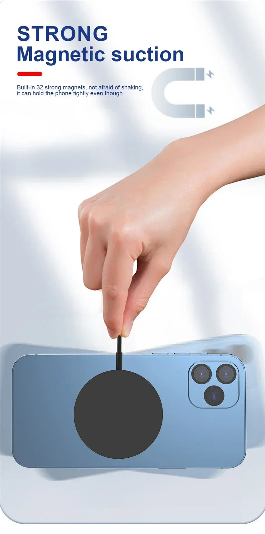 VIKEFON Magnetic Wireless Charger Fast Wireless Charging Pad Stand for iPhone 15 14 13 12 Pro Max Mini Type C Phone Charger