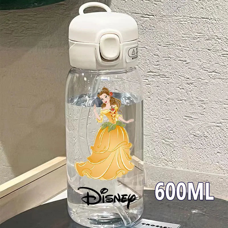 Straw 600/400ML Water Cup Princess Children Portable Plastic Mermaid Frozen Transparent Large Capacity Sport Water Bottle