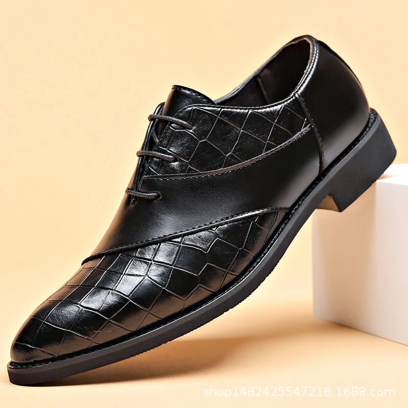 Luxury Leather Shoes for Men Brand Derby Shoes for Men Pointed Toe Lace-up Men's Formal Shoes Handmade Business Footwear 2024