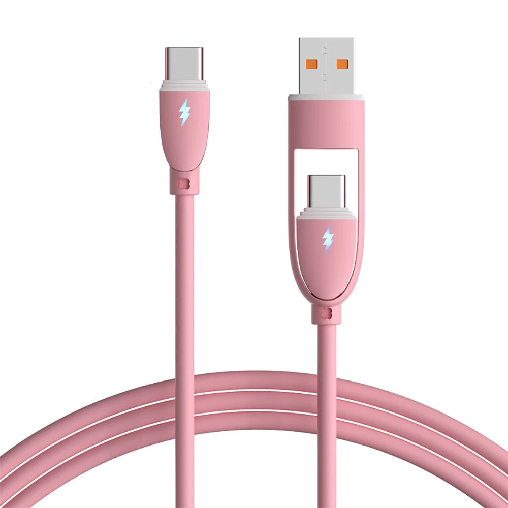 PD 100W 4-in-1 Multi Port Fast Charging Cable 3A USB/C to Type C/Phone Fast Sync Charger Adapter Compatible with Laptop/Tablet