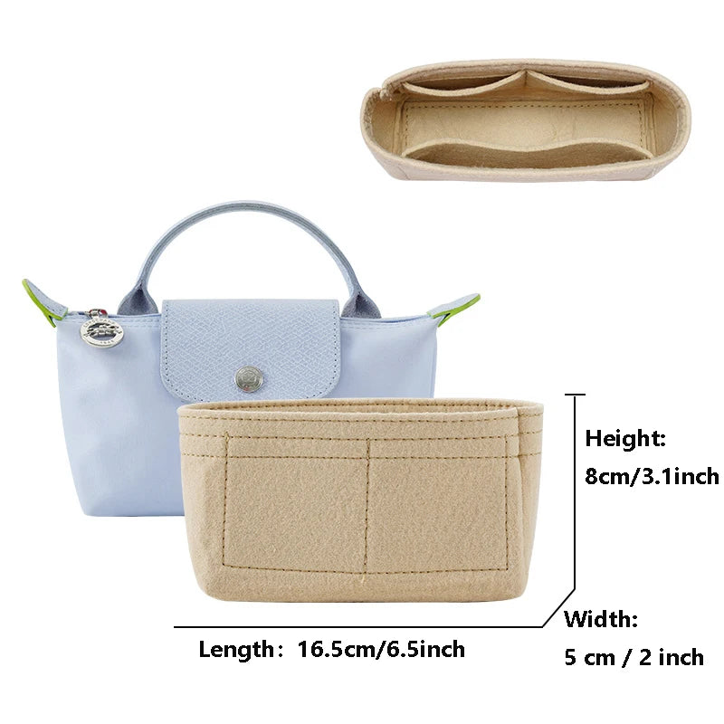 Bag Organizer For Longchamp Mini Bag Storage Bag The Liner Bag Felt Purse Insert Handbag Liner Bag