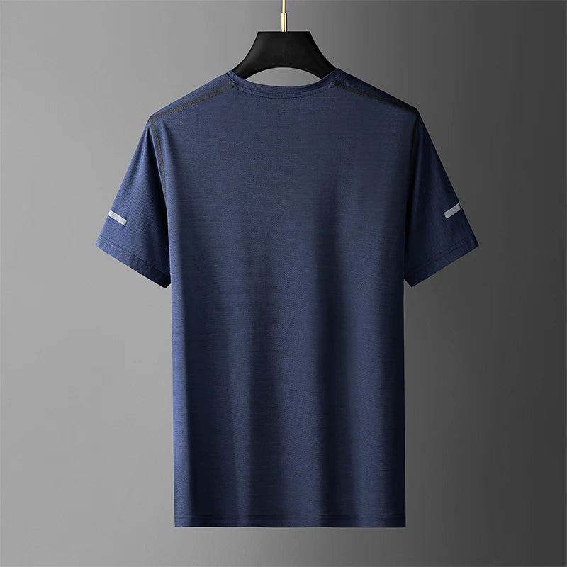 Large Size L-7xl 8xl 9xl Summer Breathable Mesh Men's Quick-dry Basic T-shirts Sportswear Nylon T Shirt Male Running Cool Tees