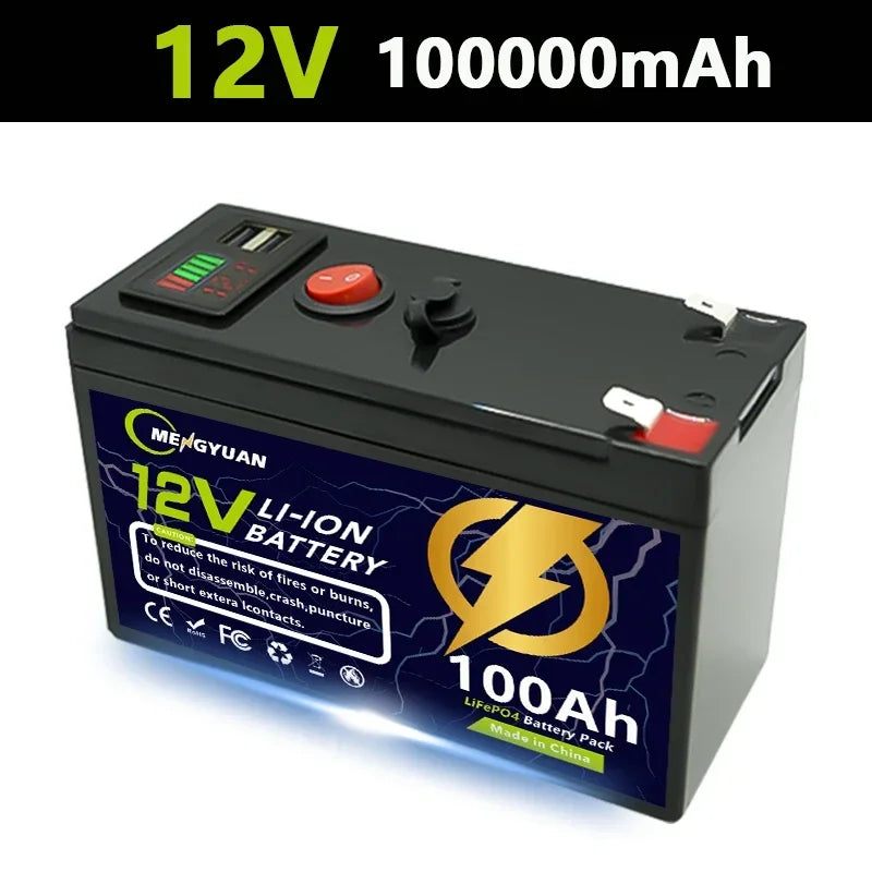 12V 150Ah LiFeP04 Battery Deep Cycle Lithium Battery 30A BMS 6000+ Cycles Perfect for Solar Fish Finder Power Wheel Boat Home RV