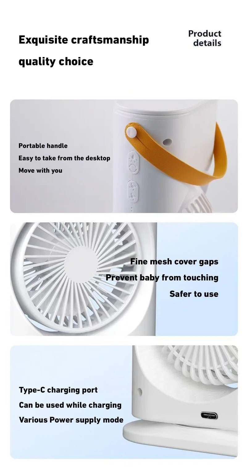 Xiaomi Double-Headed Spray Air Conditioner Fan 3 Speeds Rechargeable USB Desk Air Cooler Night Light with Remote for Office Home