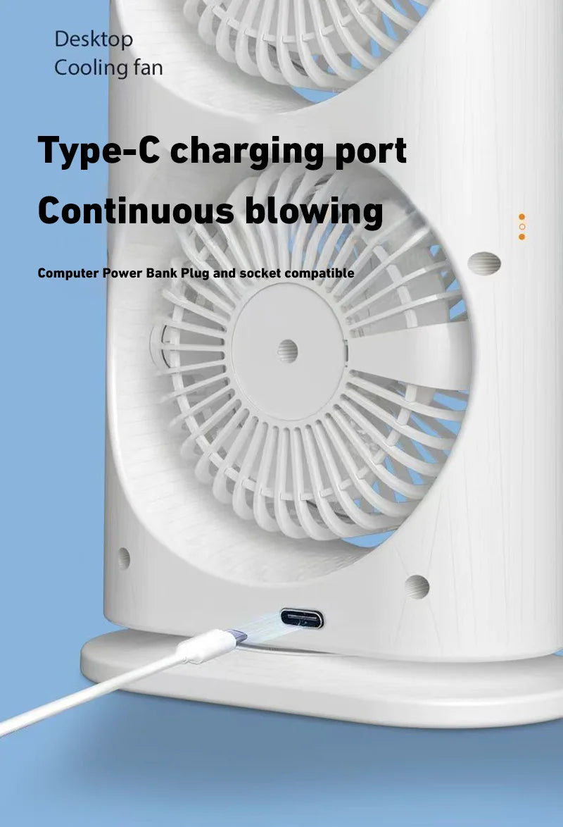 Xiaomi Double-Headed Spray Air Conditioner Fan 3 Speeds Rechargeable USB Desk Air Cooler Night Light with Remote for Office Home