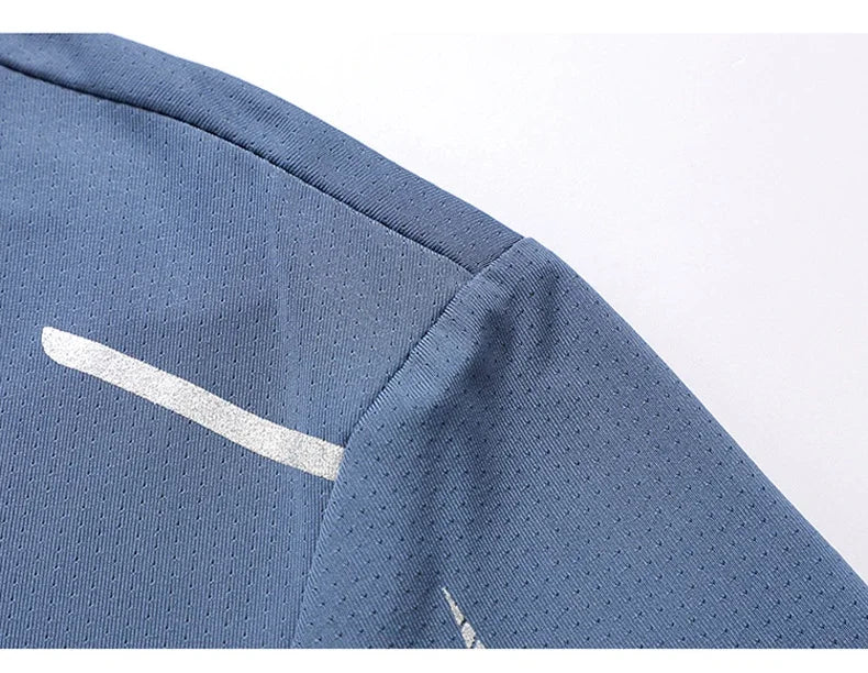 Men's Running Quick Drying T-shirts Breathable Hiking Fishing Tees Soft Elasticity Outdoor Sports Short Shirt Summer