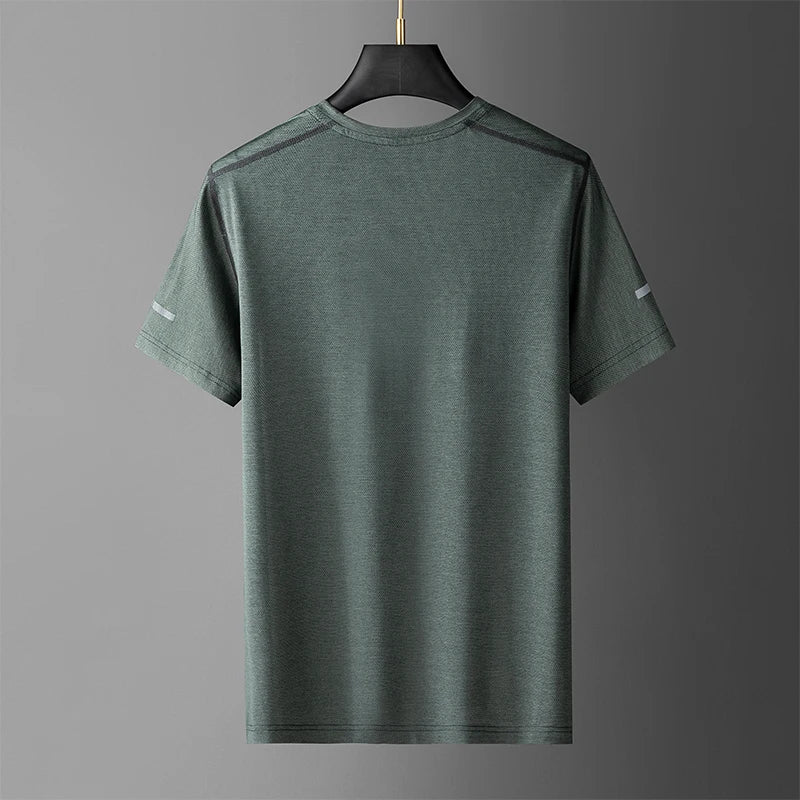 Large Size L-7xl 8xl 9xl Summer Breathable Mesh Men's Quick-dry Basic T-shirts Sportswear Nylon T Shirt Male Running Cool Tees