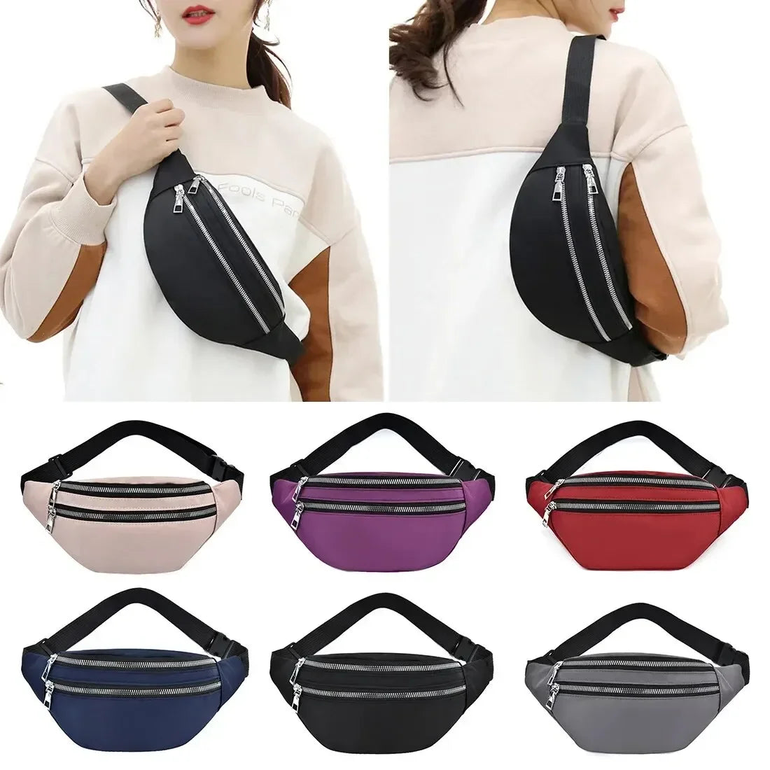 Fashion Travel Shoulder Purse Belt Bag Fanny Pack Women Waist Bag Men Belt Pouch Female Banana Bag Waterproof Phone Bag