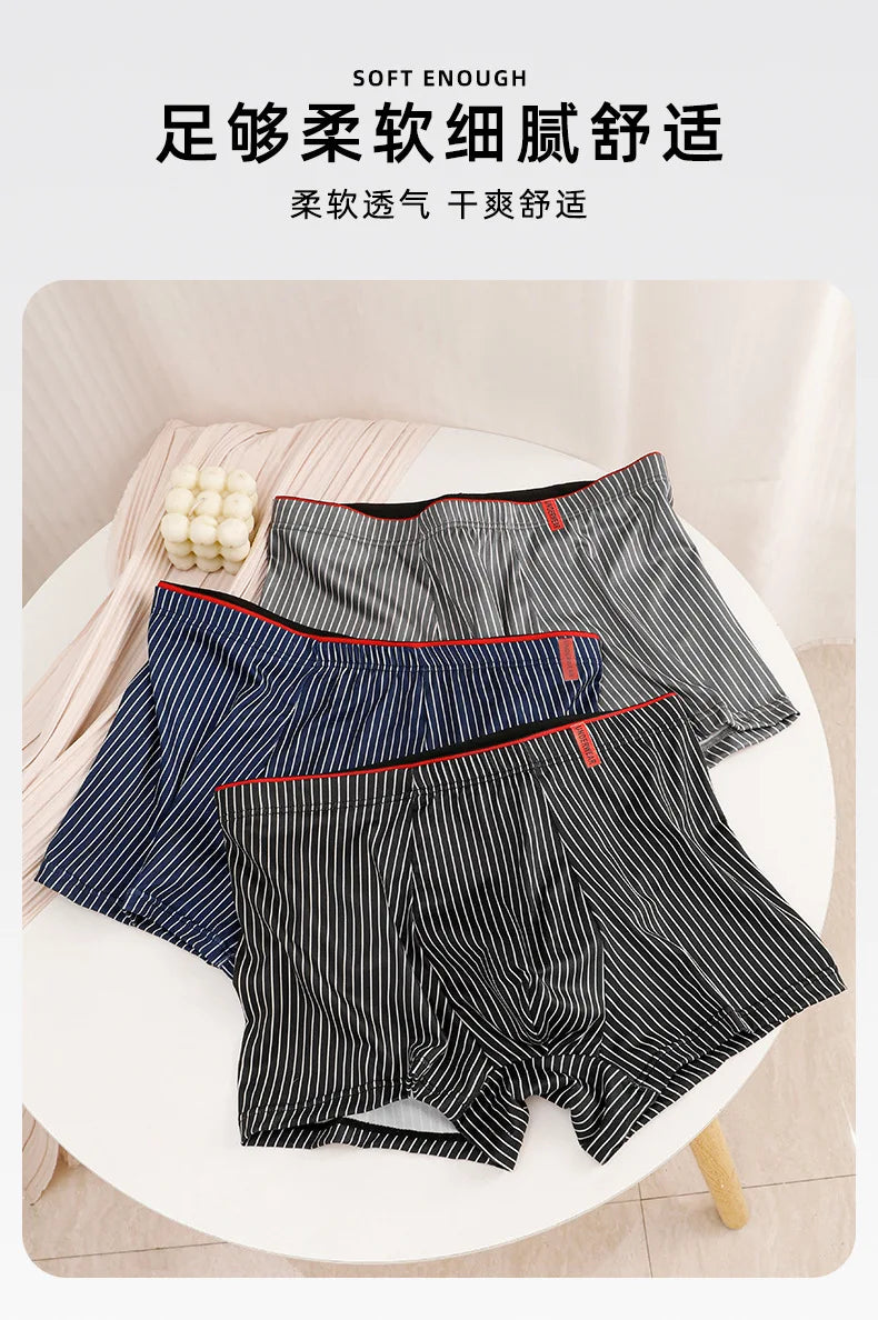 Men's Underwear Fashion Men Boxers Sexy Oft Breathable Underwear Male Comfort Panties L-4XL Underpants Striped Boys Underwear
