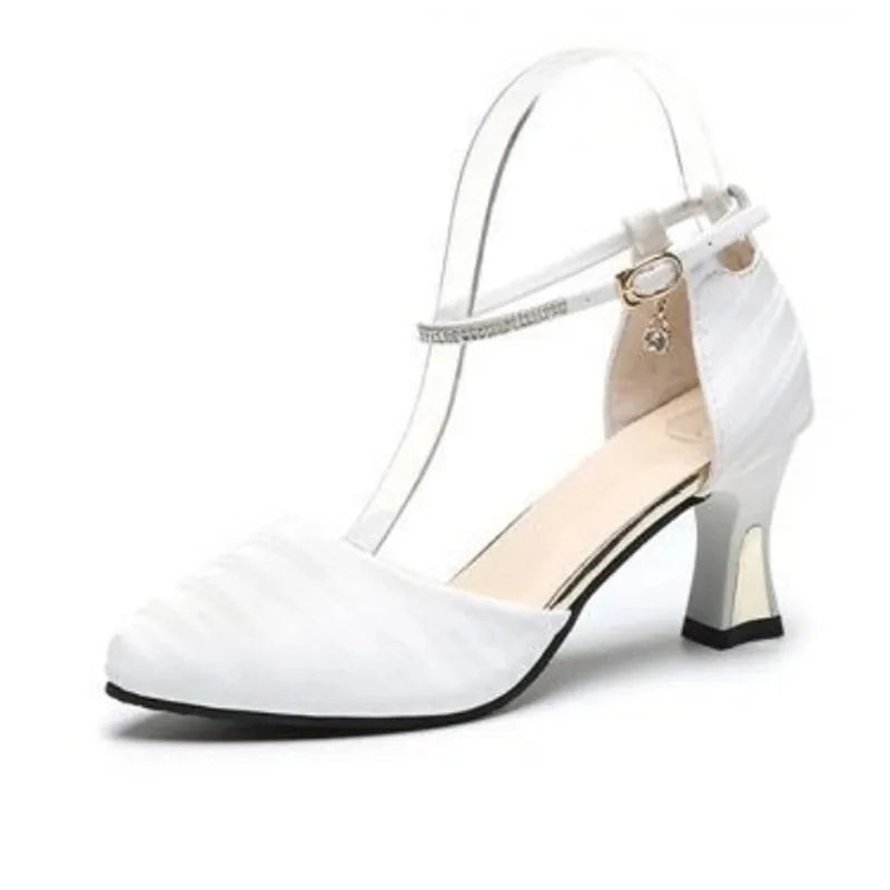 elegant fashion sweet white pu leather stiletto heel shoes for office career women casual street comfort spring summer pump ba38