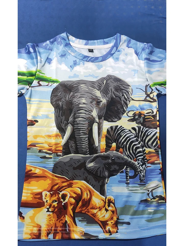 2024 Child Boys Girls Dinosaur T-shirts Summer Short Sleeve Boy Clothes Causal T Shirt Tops Tee Children's clothing 3-14 year