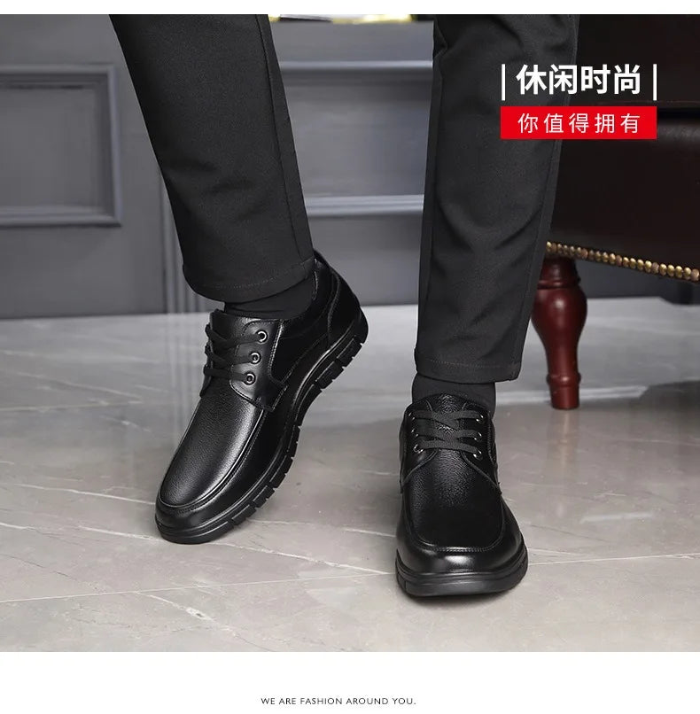 Hot Sale Men Genuine Leather Casual Shoes Soft Sole Walking Shoes Luxury Brand Middle-aged Old Man Dad Lightweight Loafers Shoes