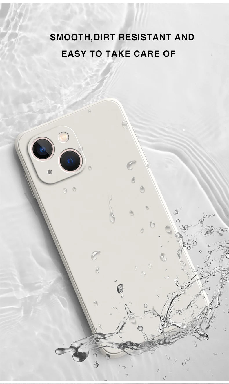 New Square Liquid Silicone Phone Case for iPhone 14 13 7 8 Plus X XR XS 11 12 Pro Max SE 2020 Camera Protective Cover