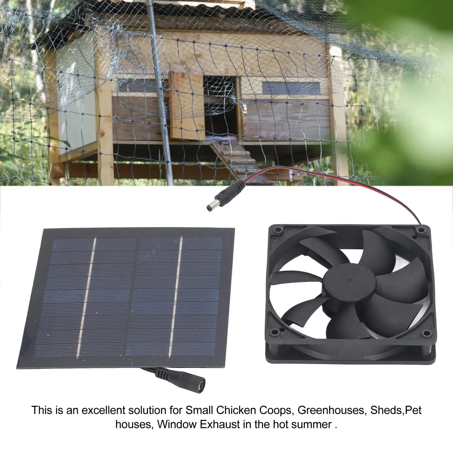 Solar Panel Fan Kit 20W IP65 Waterproof for Outside Small Chicken Coops Greenhouses Sheds Pet Houses Window Exhaust
