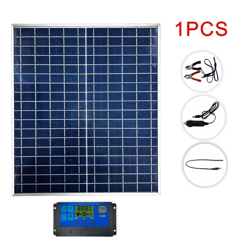 500W 1000W Solar Panel Kit Complete 12V Polycrystalline Power Portable Outdoor Rechargeable Solar Cell Solar Generator for Home