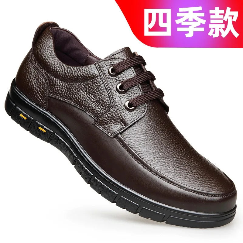 Hot Sale Men Genuine Leather Casual Shoes Soft Sole Walking Shoes Luxury Brand Middle-aged Old Man Dad Lightweight Loafers Shoes