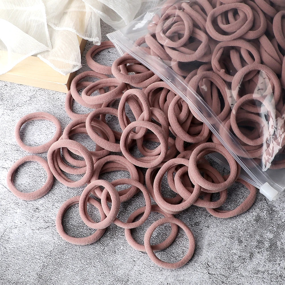 50Pcs Women Girl Mixed Colors Hair Bands 4cm Basic Hair Ties Elastic Headband Simple Hair Scrunchies Accessories Ponytail Holder