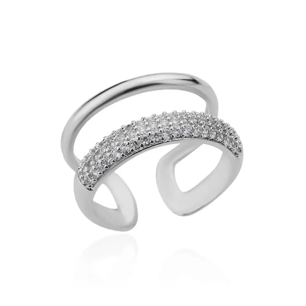 Zircon Rings for Women Open Stainless Steel Ring 2024 Trend Luxury Aesthetic Wedding Jewelry Freeshipping Items Anillos Mujer