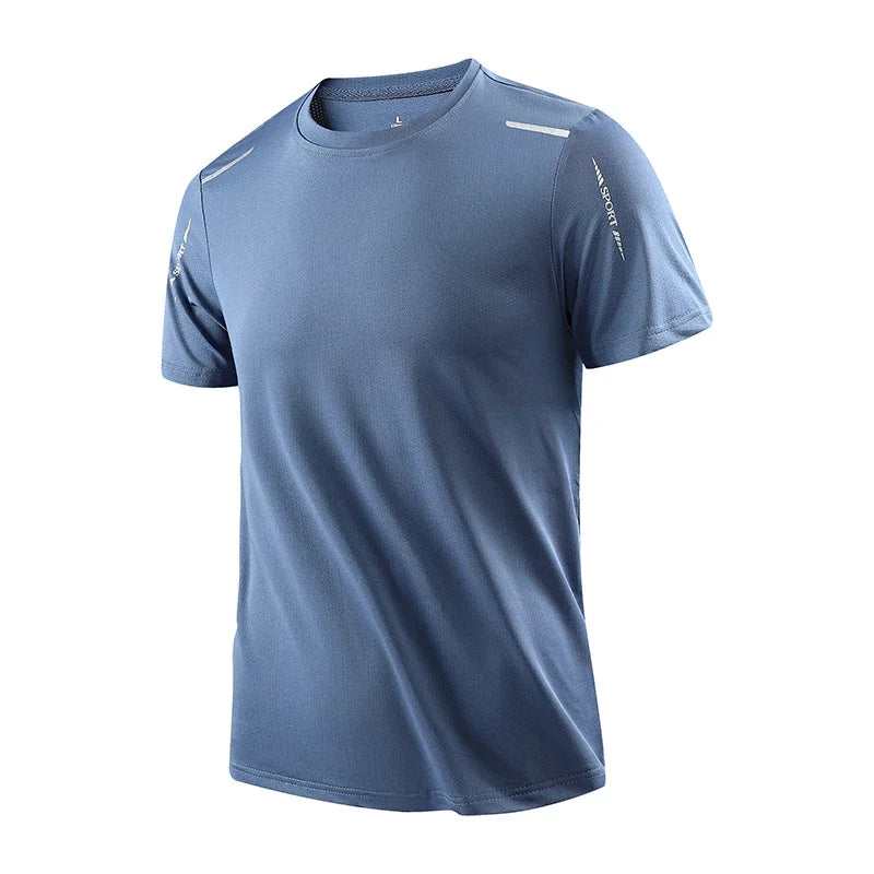 Men's Running Quick Drying T-shirts Breathable Hiking Fishing Tees Soft Elasticity Outdoor Sports Short Shirt Summer