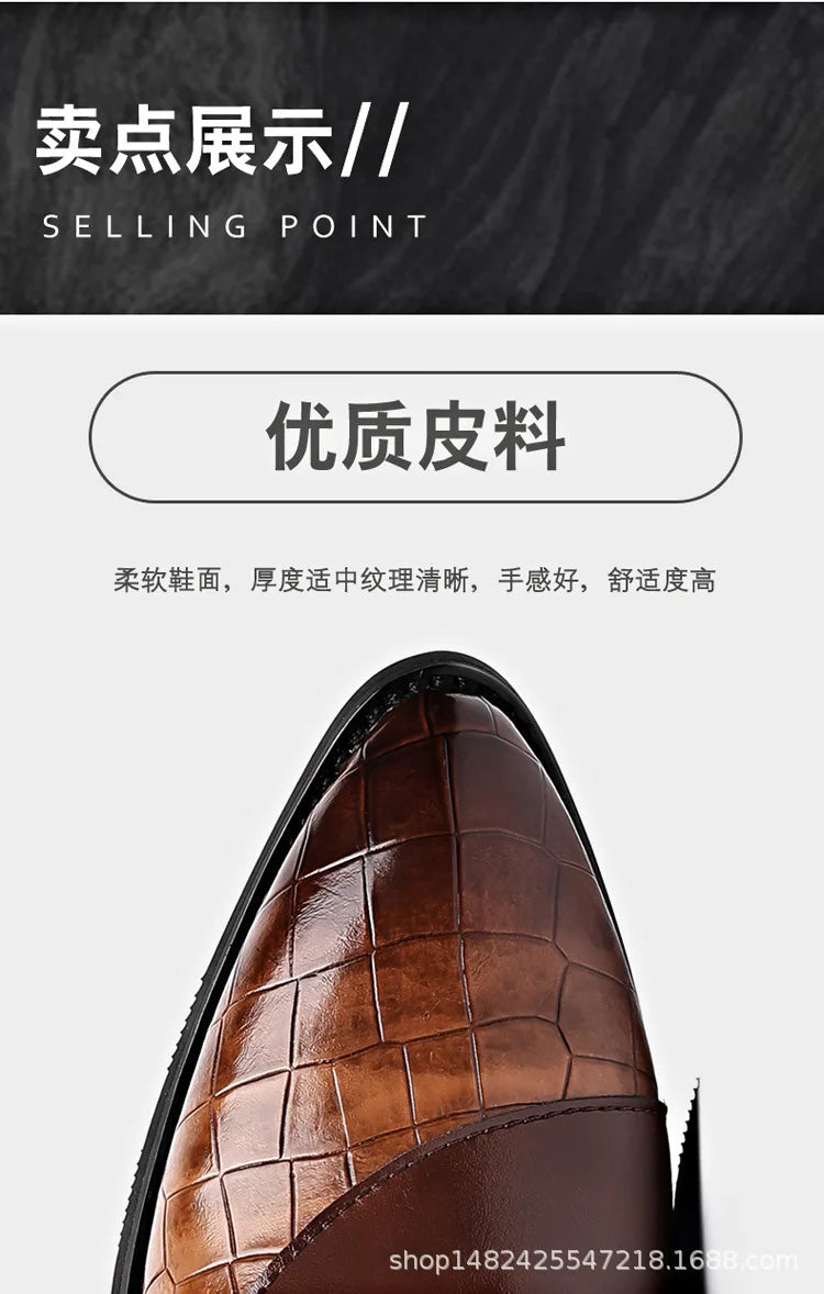 Luxury Leather Shoes for Men Brand Derby Shoes for Men Pointed Toe Lace-up Men's Formal Shoes Handmade Business Footwear 2024
