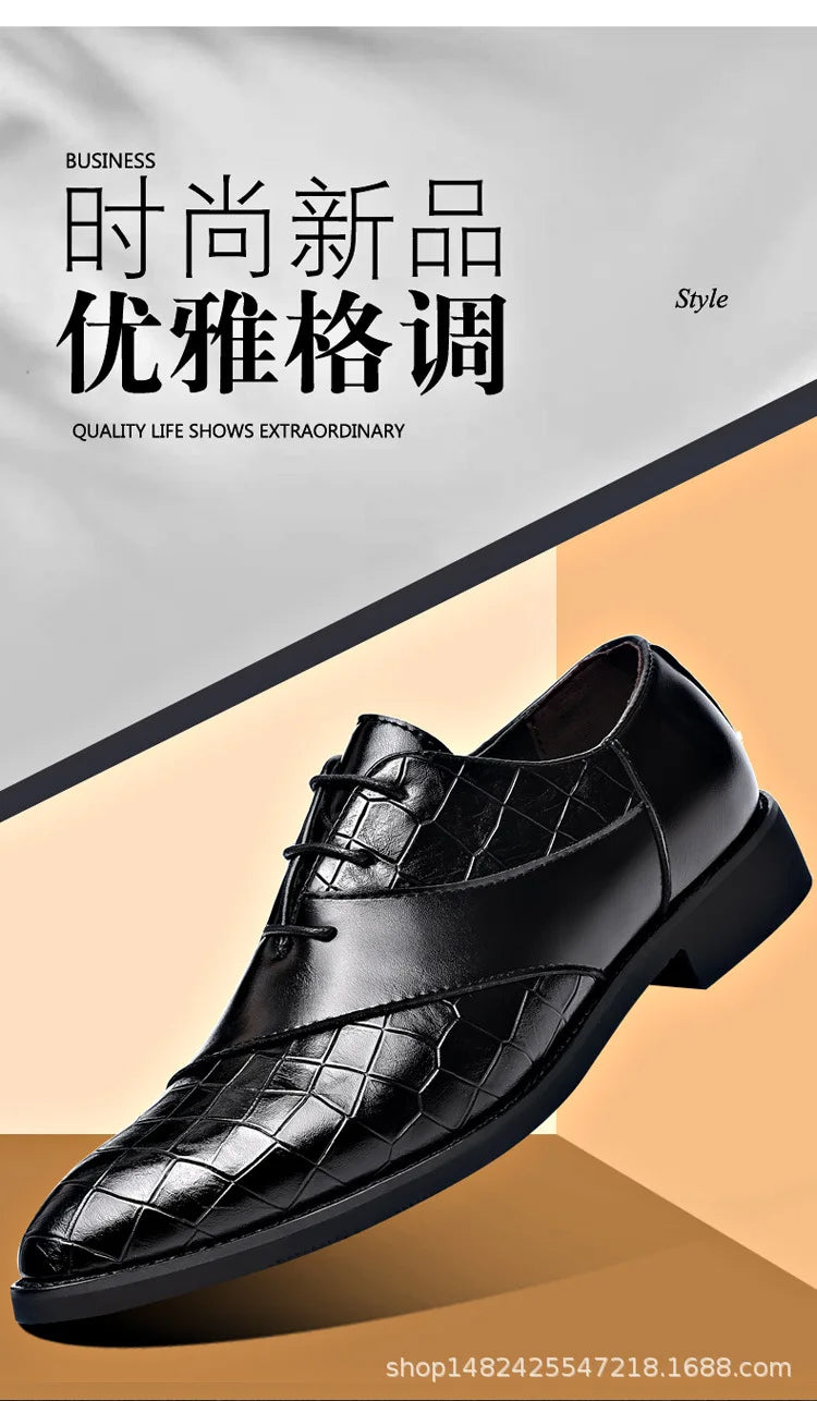 Luxury Leather Shoes for Men Brand Derby Shoes for Men Pointed Toe Lace-up Men's Formal Shoes Handmade Business Footwear 2024