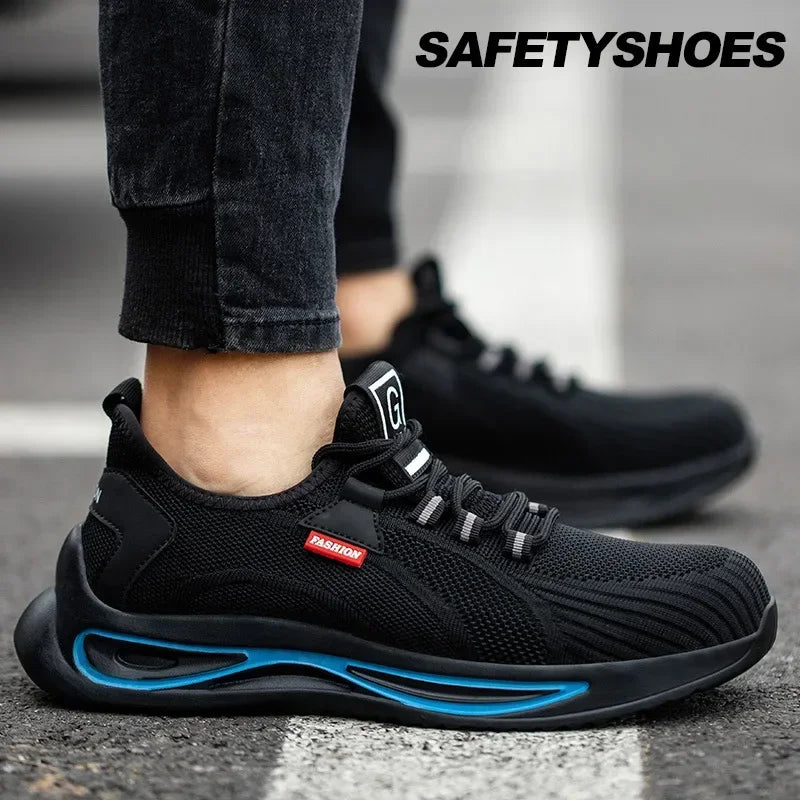 Safety Shoes Men With Steel Toe Cap Anti-smash Men Work Shoes Sneakers Light Puncture-Proof Indestructible Shoes Dropshipping