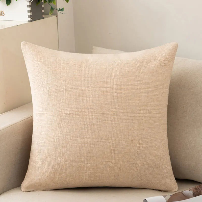 Scandinavian ins style solid colour pillow cover heavy cotton linen living room sofa cushion winter waist pillow case