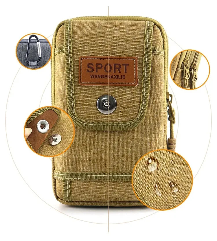 Outdoor Waist Bag Purse Military Waist Fanny Pack Men 6.5 Inches Phone Pouch Camping Hunting Tactical Edc Bag Unisex Worker Bag