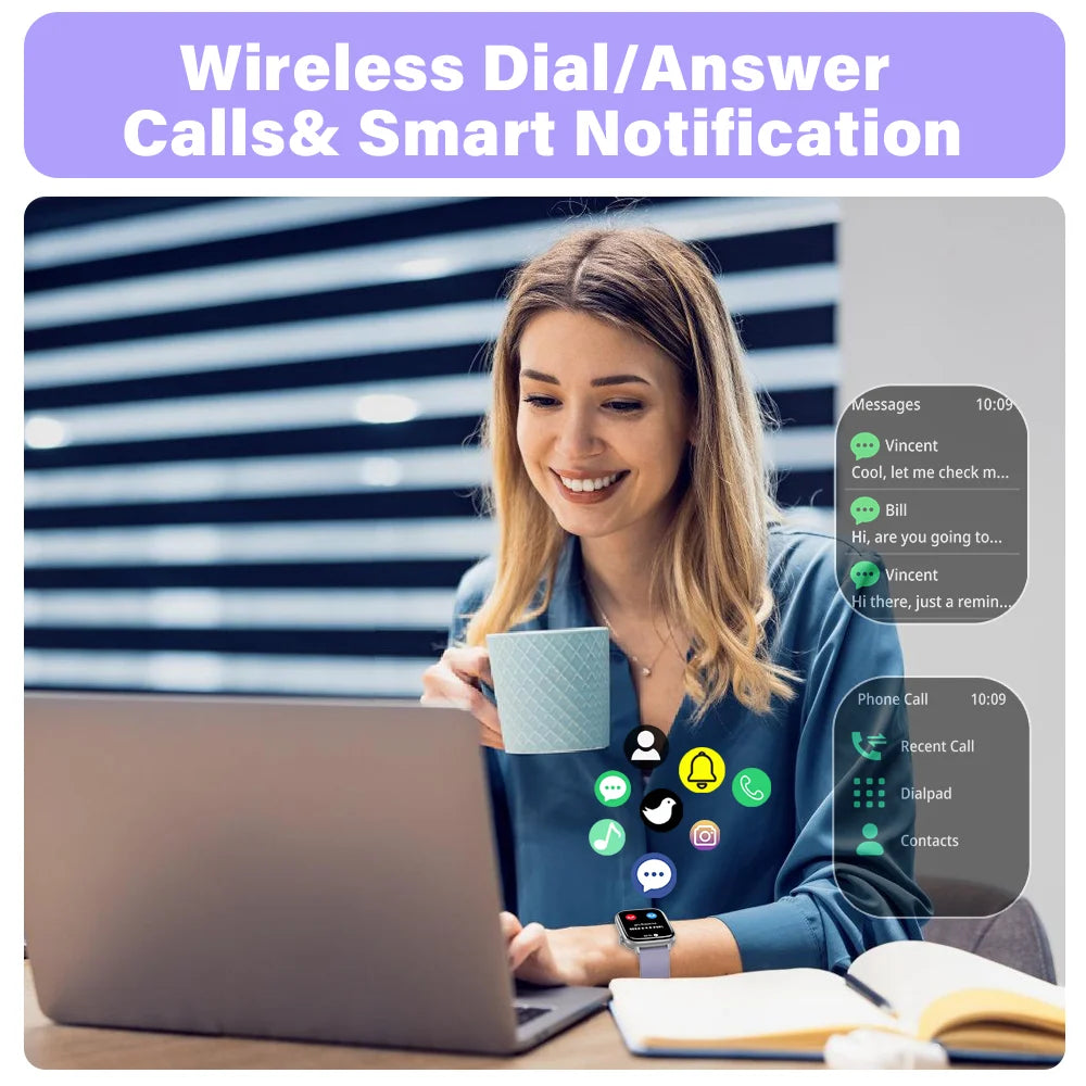 LAXASFIT New Smart Watch Bluetooth Talk Man Woman Smartwatch 100+ Sports Functions Fitness Bracelet Customized Dial Smart Watch