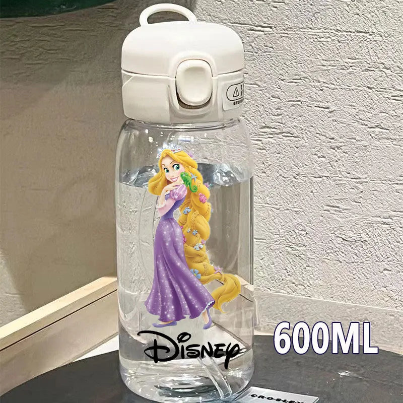 Straw 600/400ML Water Cup Princess Children Portable Plastic Mermaid Frozen Transparent Large Capacity Sport Water Bottle