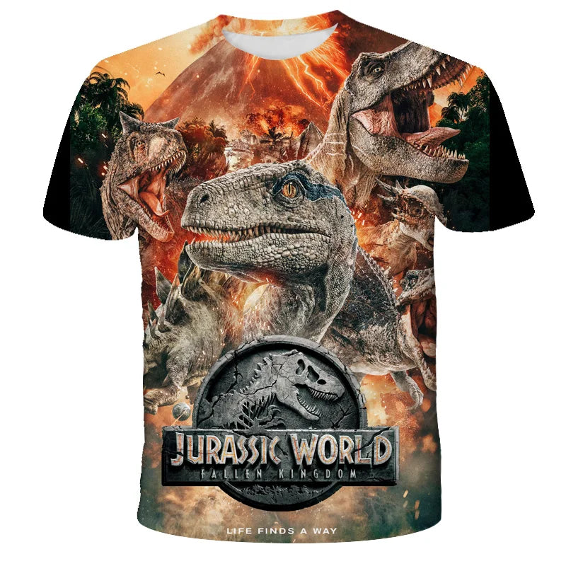 2024 Child Boys Girls Dinosaur T-shirts Summer Short Sleeve Boy Clothes Causal T Shirt Tops Tee Children's clothing 3-14 year