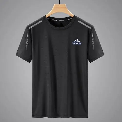 Men's Running Quick Drying T-shirts Breathable Hiking Fishing Tees Soft Elasticity Outdoor Sports Short Shirt Summer