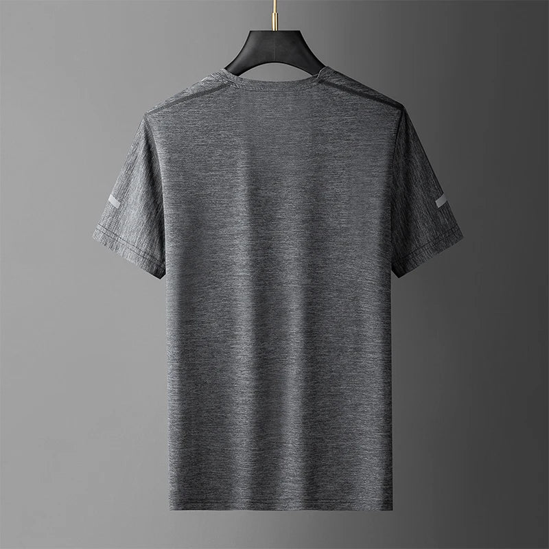 Large Size L-7xl 8xl 9xl Summer Breathable Mesh Men's Quick-dry Basic T-shirts Sportswear Nylon T Shirt Male Running Cool Tees