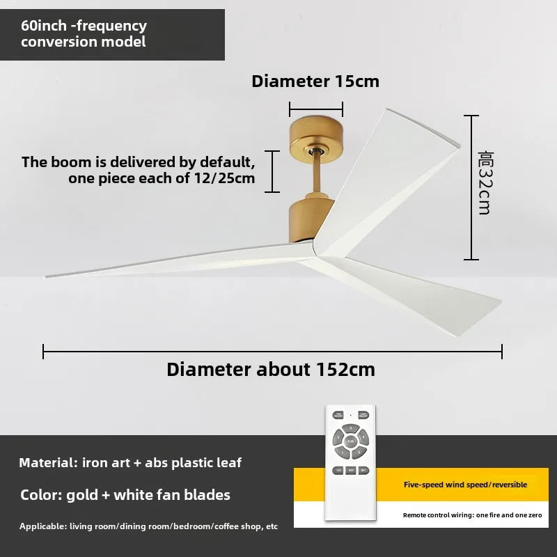 60 inch Nordic minimalist ceiling fan living room restaurant household electric fan modern European style fan light